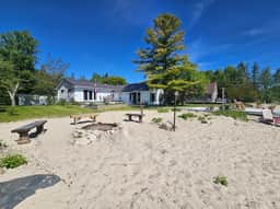 Lake Huron Beachfront Home~Mackinac Island Views!